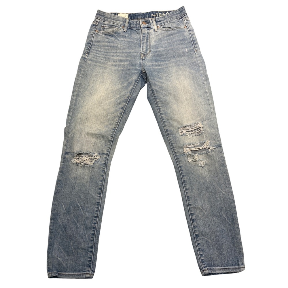 Gap 1969 Always Skinny High Rise Distressed Light Wash Jeans Women's Size 25